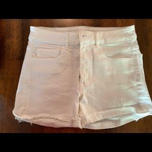 White stretch AE jean shorts